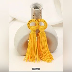 Yellow Tassel Decor Earrings